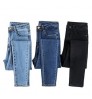 Custom european fashion female denim pants 3 color women high waist skinny jeans