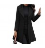 European and American mid-length Korean version wool lapel is thin and solid color slim women's woolen coat