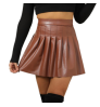PU Leather Skirt for Women Gothic Pleated Short High Waisted Mini Faux Skirt