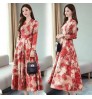 Custom Summer Dress Women's Short-sleeved Temperament Floral Round Neck Mid-length Floral Print Dress for Women Casual Dresses Loose