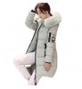 White Winter Fur Jacket Women Long Wool Coat Women's Parkas Bubble Womens Parka Hood Gray