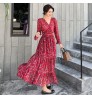 Factory wholesale Fashion Custom Lady Chiffon Ruffle Maxi Dress OEM/ODM Women Elegant Casual Dresses