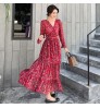 Factory wholesale Fashion Custom Lady Chiffon Ruffle Maxi Dress OEM/ODM Women Elegant Casual Dresses