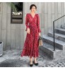 Factory wholesale Fashion Custom Lady Chiffon Ruffle Maxi Dress OEM/ODM Women Elegant Casual Dresses