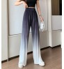 Customize Women's gradient colors viscose filament Black Blue Loose Flare Wide Leg Pants Trousers for Making Legs Look Long