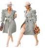 Fashion Spring Fall Stacked Sleeve Midi Women'S Trench Coats Long For Ladies Women