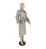 Fashion Spring Fall Stacked Sleeve Midi Women'S Trench Coats Long For Ladies Women