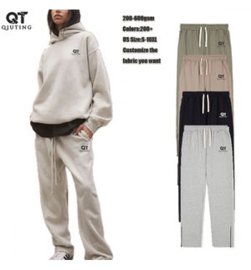 Qiuting custom ladies women's plus size trousers casual fitness jogging pants sweatpants and hoodie set for women