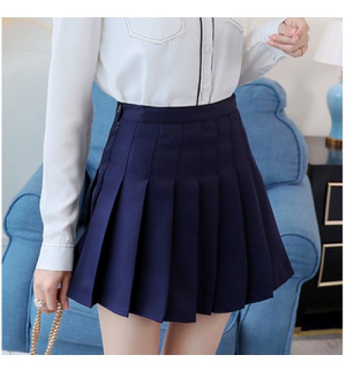 Women Skirt Skirts Women Fashion Summer High Waist Pleated Wind Cosplay Skirt Kawaii Female Mini Skirts Short Pure ColorSlim Pleated Skirt