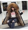 Fashion Winter Warm Women's Mid-length Faux Fur Lining Coat Detachable Hood Fur Coat