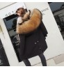 Fashion Winter Warm Women's Mid-length Faux Fur Lining Coat Detachable Hood Fur Coat