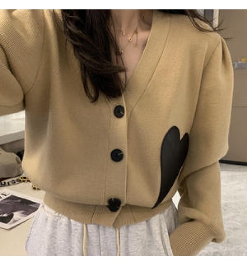Women Sweater Wholesale Women Collection Ladies Heart Cardigan Korean Sweater With Button