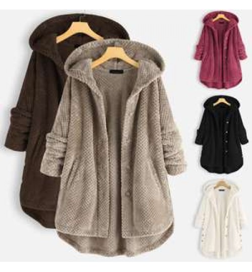 Wholesale Women's Coats 2021 Winter Hooded Double-Faced Fleece Plush Keeps Warm Sweater Fashion Mid-Length Coat S-5XL