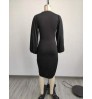 10%OFF S-XXL Women's Autumn and Winter Lantern Long Sleeve Fashion Dress Round Neck Solid Color Dress Irregular dress