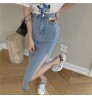 Skirt High Waist Skirt Summer Sexy Side Slit Denim Skirt High Waisted Label Thin Buttock Mid Length Skirt