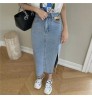 Skirt High Waist Skirt Summer Sexy Side Slit Denim Skirt High Waisted Label Thin Buttock Mid Length Skirt