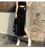 Skirt High Waist Skirt Summer Sexy Side Slit Denim Skirt High Waisted Label Thin Buttock Mid Length Skirt