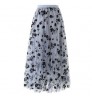 elegant casual mesh sexy summer maxi sweet latest design silky winter flowers long women high waist a line elastic skirts