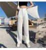 Casual Chic Loose High Waist Female Wide Leg Pants Spring Summer Ladies One Button Long Trousers 2021 Women Solid Suit Pants