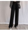 Casual Chic Loose High Waist Female Wide Leg Pants Spring Summer Ladies One Button Long Trousers 2021 Women Solid Suit Pants