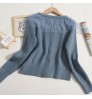 Wholesale Ruffled Mesh Stitching Knitted Sweater 2022 Autumn New Sweet V-neck Long-sleeved Slim Cardigan Women's Coat