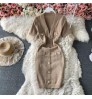 wholesale 2022 Sexy V neck Short sleeved Knit Bodycon Dress Women Casual Summer Slim Dress Vestido