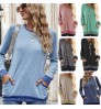 Women's Sweaters New Products O-Neck Top Long Sleeve Sweatshirt Solid Color Casual Women's Pullover Knit Sweaters With Pockets