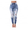 C8139 cut up high waisted distressed jeans women pants for ladies