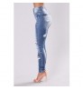 C8139 cut up high waisted distressed jeans women pants for ladies