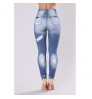 C8139 cut up high waisted distressed jeans women pants for ladies