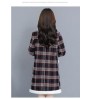 2021 autumn and winter Plush thickened women's Plaid long jacket coat cotton coat inner warm lamb cashmere cardigan