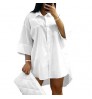 2022 New Arrivals M-2XL Plus Size Women's Dresses Half Sleeve Casual Dress Solid Loose Shirt Dress For Ladies