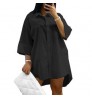 2022 New Arrivals M-2XL Plus Size Women's Dresses Half Sleeve Casual Dress Solid Loose Shirt Dress For Ladies