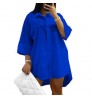 2022 New Arrivals M-2XL Plus Size Women's Dresses Half Sleeve Casual Dress Solid Loose Shirt Dress For Ladies