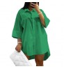 2022 New Arrivals M-2XL Plus Size Women's Dresses Half Sleeve Casual Dress Solid Loose Shirt Dress For Ladies