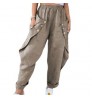 A2251 Summer New Women's Pants Retro Cozy Linen Casual Pants Elastic Waist Casual Trousers Loose Breathable Harem Pants