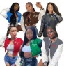 2022 Spring Trending Clothes Letterman Cropped Jacket Women Long Sleeves Varsity Woman Letterman For Ladies Coats Clothes