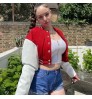 2022 Spring Trending Clothes Letterman Cropped Jacket Women Long Sleeves Varsity Woman Letterman For Ladies Coats Clothes
