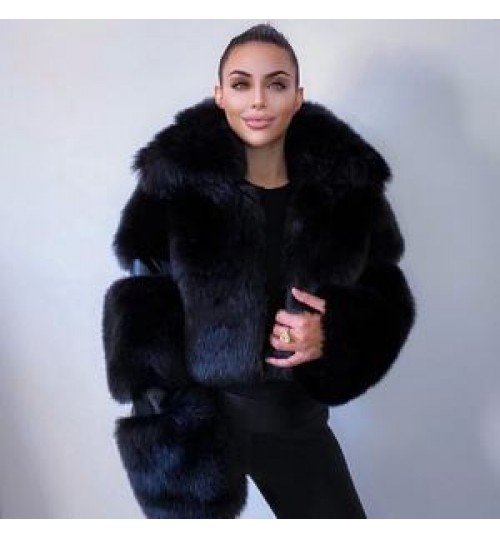 Wholesale Ladies Winter Fake faux fur Women Faux Fox Fur Coats Trendy multi-colored fur clothes customs Plus Size Women's coat