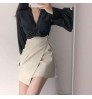 women's leather knee length girls short maxi chiffon skirts custom logo dress mini pagoda sleeve skirts