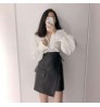 women's leather knee length girls short maxi chiffon skirts custom logo dress mini pagoda sleeve skirts