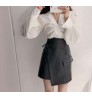 women's leather knee length girls short maxi chiffon skirts custom logo dress mini pagoda sleeve skirts