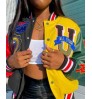 2022 autumn winter women's coat zip up letterman jacket casual varsity jacket coats for women lady plus size bombers jacket