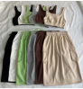 Cotton fabric custom logo high waist jogger cargo women skirt sets two piece outfits midi skirt top sets