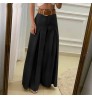 Magicmk Casual Solid Color Wide Leg Pants Women Long Trousers Lady's Palazzo Pants High Waist Zipper palazo pants women