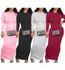 2022 Autumn Women's Maxi Rib Ladies Dress Bodycon Sexy Long Sleeve Hooded Casual Slim Dresses For women