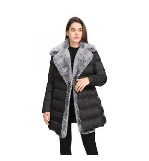 2022 fake fur collar long plus size women's jacket and puffer winter coat for women