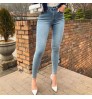 Women's Jeans High Waist Stretch Denim Pants Autumn Winter Blue Retro Washed Elastic Slim Pencil Trousers J0317