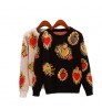 OEM custom fashion jacquard sweater knitwear women's crew-neck heart pattern knit sweater custom lady sweater