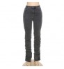 Kliou W21P04882 Newest Design Slim Cotton Jeans Women's Pants With Stacked Women's Trousers